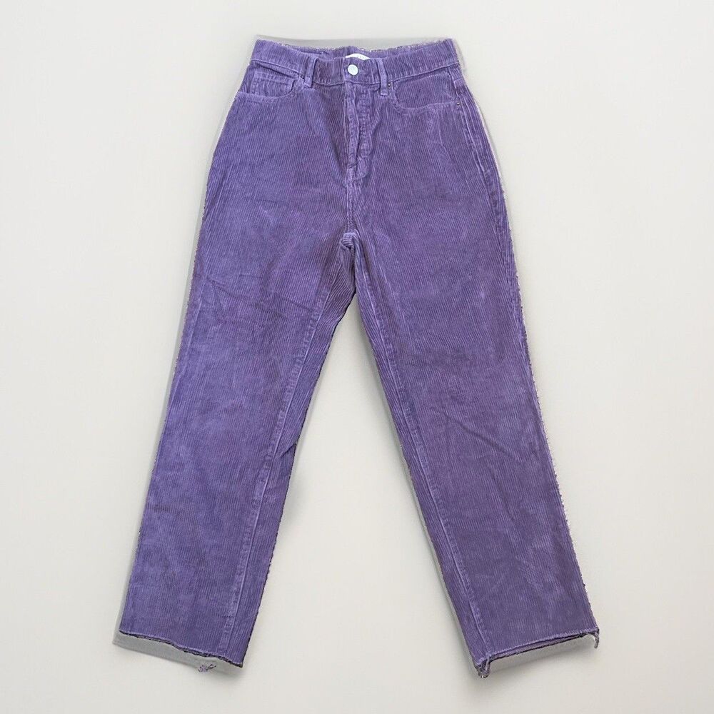 PacSun Corduroy Purple High Rise Straight Button Fly Raw Hem Pant Sz 26